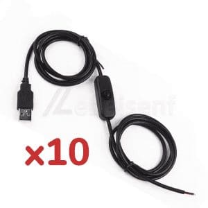 Pack 10 Cabos USB > 2-Pin 1,5m c/ Interruptor - Preto