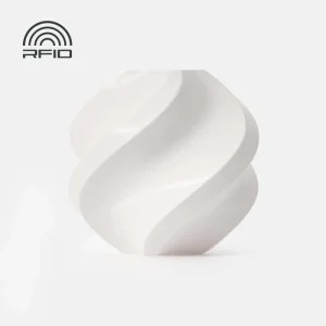 Filamento PLA Basic Jade White Bambu Lab 1kg. Produto disponível com ou sem bobina reutilizável, compatível com sistemas AMS para impressoras 3D.