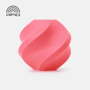 Filamento PLA Basic Pink Bambu Lab 1kg. Produto disponível com ou sem bobina reutilizável, compatível com sistemas AMS para impressoras 3D.