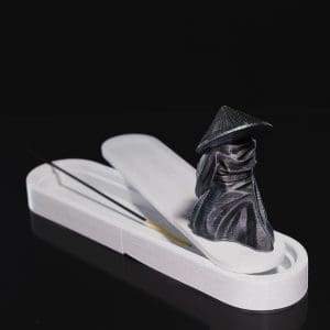 Porta-incenso Samurai Zen Preto e Branco – Queima Lenta, suporte para varetas de incenso com base alongada para recolher cinza